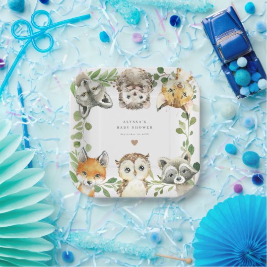 Assiettes En Carton Woodland Animals Baby Shower Paper Plates (Fête)