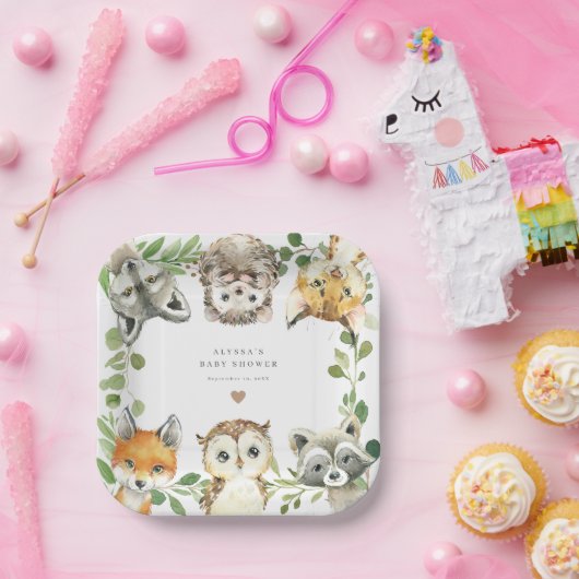 Assiettes En Carton Woodland Animals Baby Shower Paper Plates (Fête)