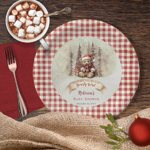Assiettes En Carton Woodland Bear Bearly Wait Holiday Boy Baby shower