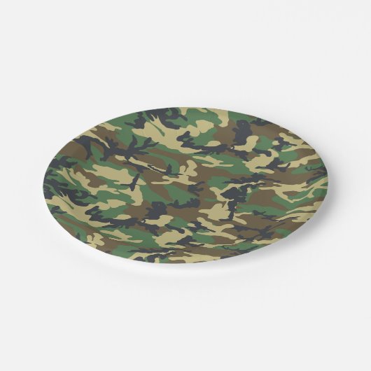 Assiettes En Carton Woodland Camo (Angle)