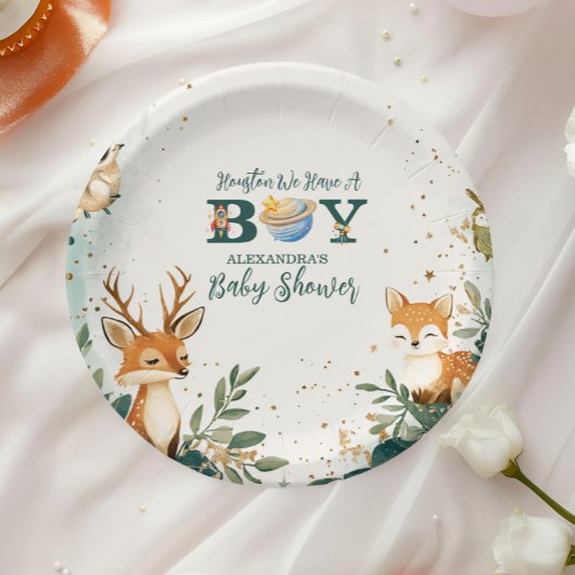 Assiettes En Carton Woodland Houston Nous Avons Un Garçon De L'Espace