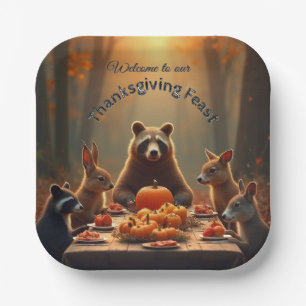 Assiettes En Carton Woodland Thanksgiving Party Amis et famille