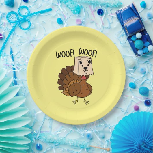 Assiettes En Carton Woof Woof Drôle Thanksgiving diner (Fête)