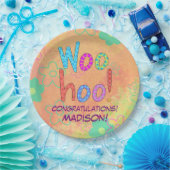 Assiettes En Carton Woohoo Word Art Name Félicitations personnalisées (Fête)