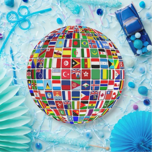 Assiettes En Carton World Flags Globe, International, (Fête)