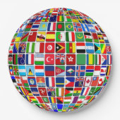 Assiettes En Carton World Flags Globe, International, (Devant)