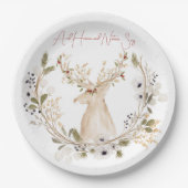 Assiettes En Carton Wreath de cerfs d'hiver (Devant)