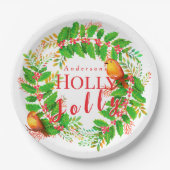 Assiettes En Carton Wreath Holly Jolly White (Devant)