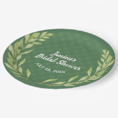 Assiettes En Carton Wreath vert moderne personnalisable (Angle)