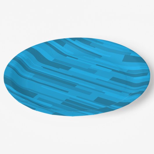 Assiettes En Carton Wright Mid-Century Moderniste Motif bleu (Angle)