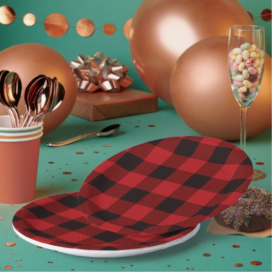 Assiettes En Carton Xmas Rustique Joyau de Lumberjack Rouge Buffalo Pl (Multi)