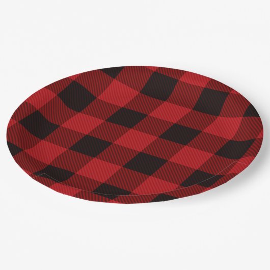 Assiettes En Carton Xmas Rustique Joyau de Lumberjack Rouge Buffalo Pl (Angle)