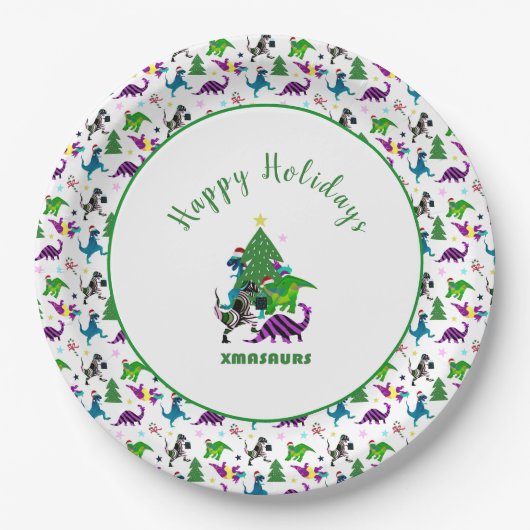 Assiettes En Carton Xmasaures (Devant)