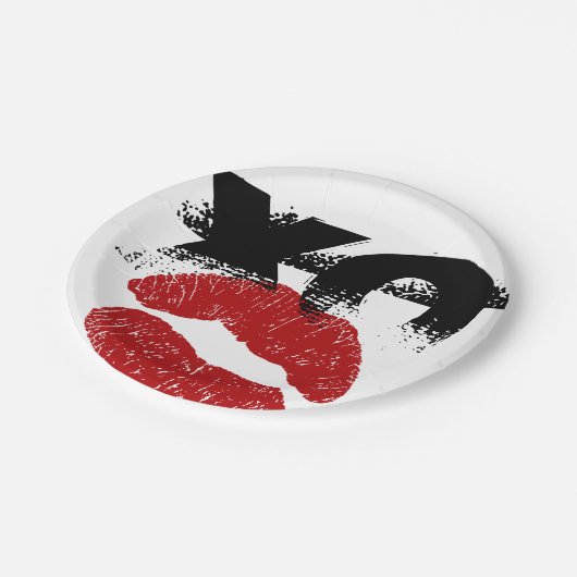 Assiettes En Carton XO XO m'embrasser Plaques papier rétro / BBQ, Fun (Angle)