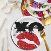 Assiettes En Carton XO XO m'embrasser Plaques papier rétro / BBQ, Fun