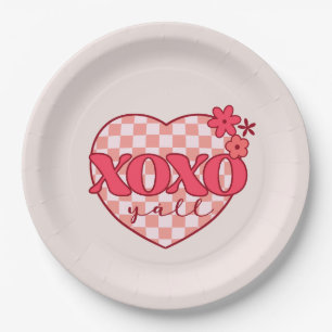 Assiettes En Carton XOXO Coeur rose mignon et amoureux