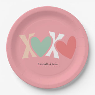 Assiettes En Carton "XOXO" coloré de la Saint-Valentin