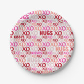 Assiettes En Carton XOXO Embrasse et embrasse la fête rose et rouge de (Devant)