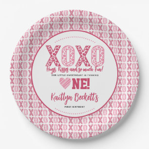 Assiettes En Carton XOXO Hugs & Kisses Saint Valentin 1er anniversaire