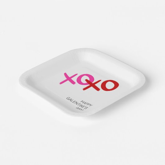 Assiettes En Carton XOXO Pink and Red Hubs and Kisses Galentine Party (Angulaire)