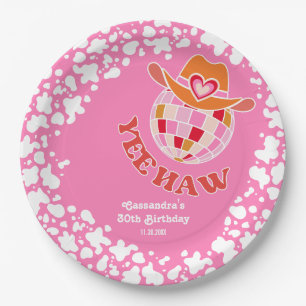 Assiettes En Carton Yee Haw Pink Disco Cowgirl Rodeo Anniversaire