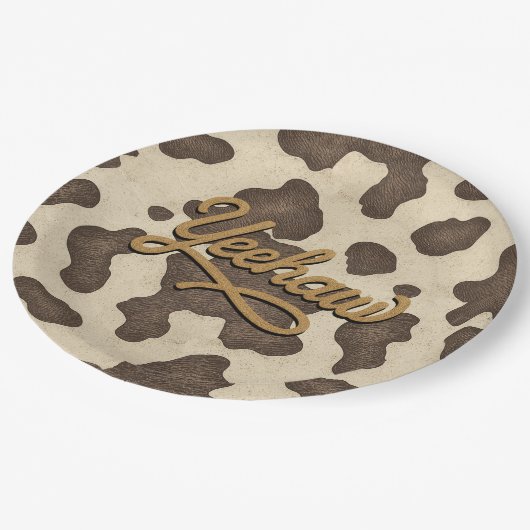 Assiettes En Carton Yeehaw Brown Cow Country Western Rodeo Party (Angle)