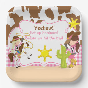 Assiettes En Carton Yeehaw Cowgirl Western fête d'anniversaire