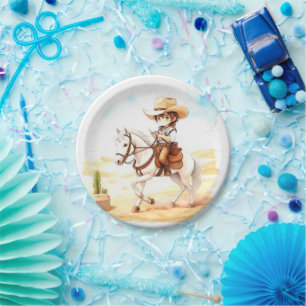 Assiettes En Carton Yeehaw Fiesta ! Aquarelle Baby shower Cowboy