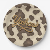 Assiettes En Carton Yeehaw Vache Brune Country Western Rodeo Party (Devant)