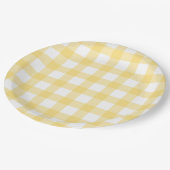 Assiettes En Carton Yellow and White Buffalo Check (Angle)