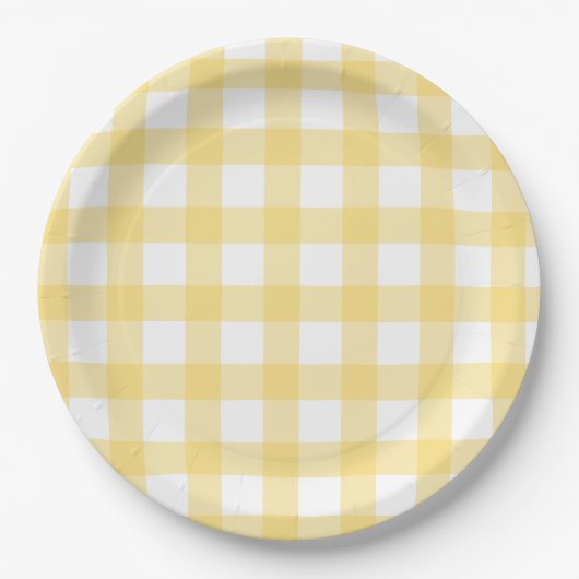 Assiettes En Carton Yellow and White Buffalo Check (Devant)