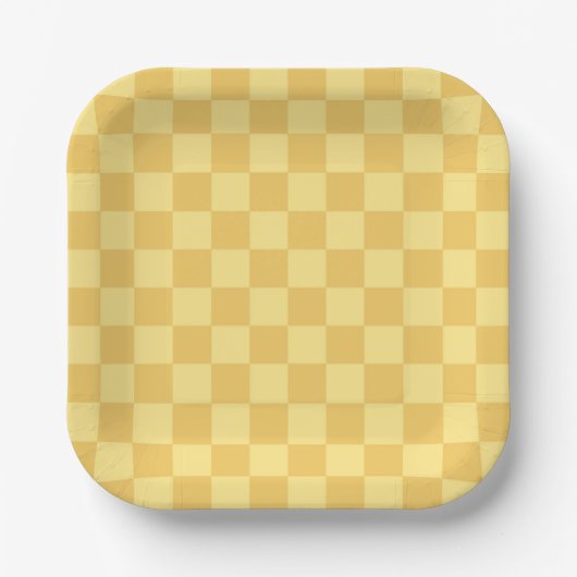 Assiettes En Carton Yellow Checkerboard Pattern (Recto)