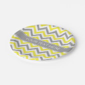 Assiettes En Carton Yellow Dk Gray White LG Chevron Gray Nom Monogram (Angle)