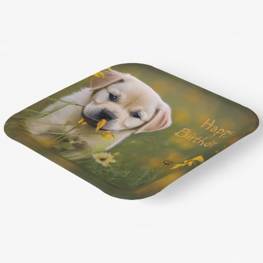 Assiettes En Carton Yellow Labrador Retriever (Angulaire)
