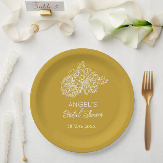 Assiettes En Carton Yellow Modern  Chrysanthemums Bridal Shower