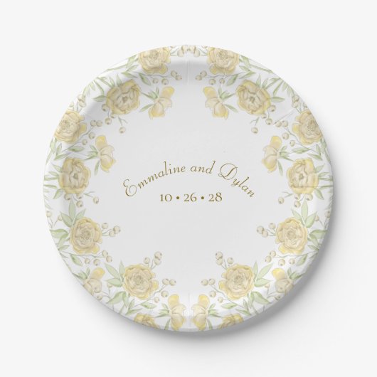 Assiettes En Carton Yellow Rose Wedding (Devant)