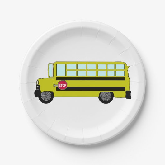 Assiettes En Carton Yellow School Bus with Stop Sign (Devant)