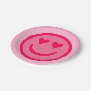 Assiettes En Carton Yeux du coeur Joyeux Plaques de papier visage