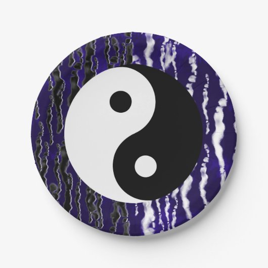 Assiettes En Carton Yin Yang Blue Tranquillité Zen Energy Party (Devant)