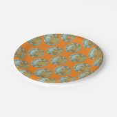 Assiettes En Carton Yin Yang médaillon d'or Turquoise (Angle)