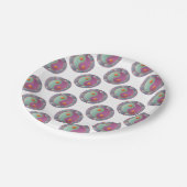 Assiettes En Carton Yin Yang Médaillon Violet Turquoise (Angle)