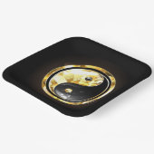 Assiettes En Carton Yin Yang or sur noir (Angulaire)
