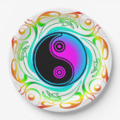 Assiettes En Carton Yin Yang Psychedelic Rainbow Tattoo (Devant)