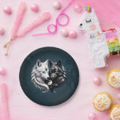 Assiettes En Carton Yin Yang Wolves. (Fête)