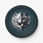Assiettes En Carton Yin Yang Wolves. (Devant)
