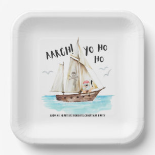 Assiettes En Carton Yo Ho Pirate Père Noël Navire Noël