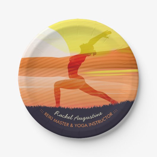 Assiettes En Carton Yoga Instructeur Sun Salutation Crescent Moon Pose (Devant)