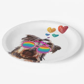 Assiettes En Carton Yorkie Chien avec Coeurs Saint-Valentin (Angle)