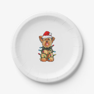 Assiettes En Carton Yorkie Yorkshire Terrier Père Noël Christmas Tree