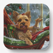 Assiettes En Carton Yorkshire Terrier Chien Fête de Noël (Recto)